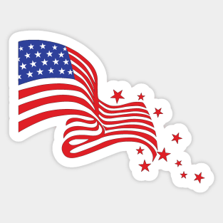 USA Flag and Stars Sticker